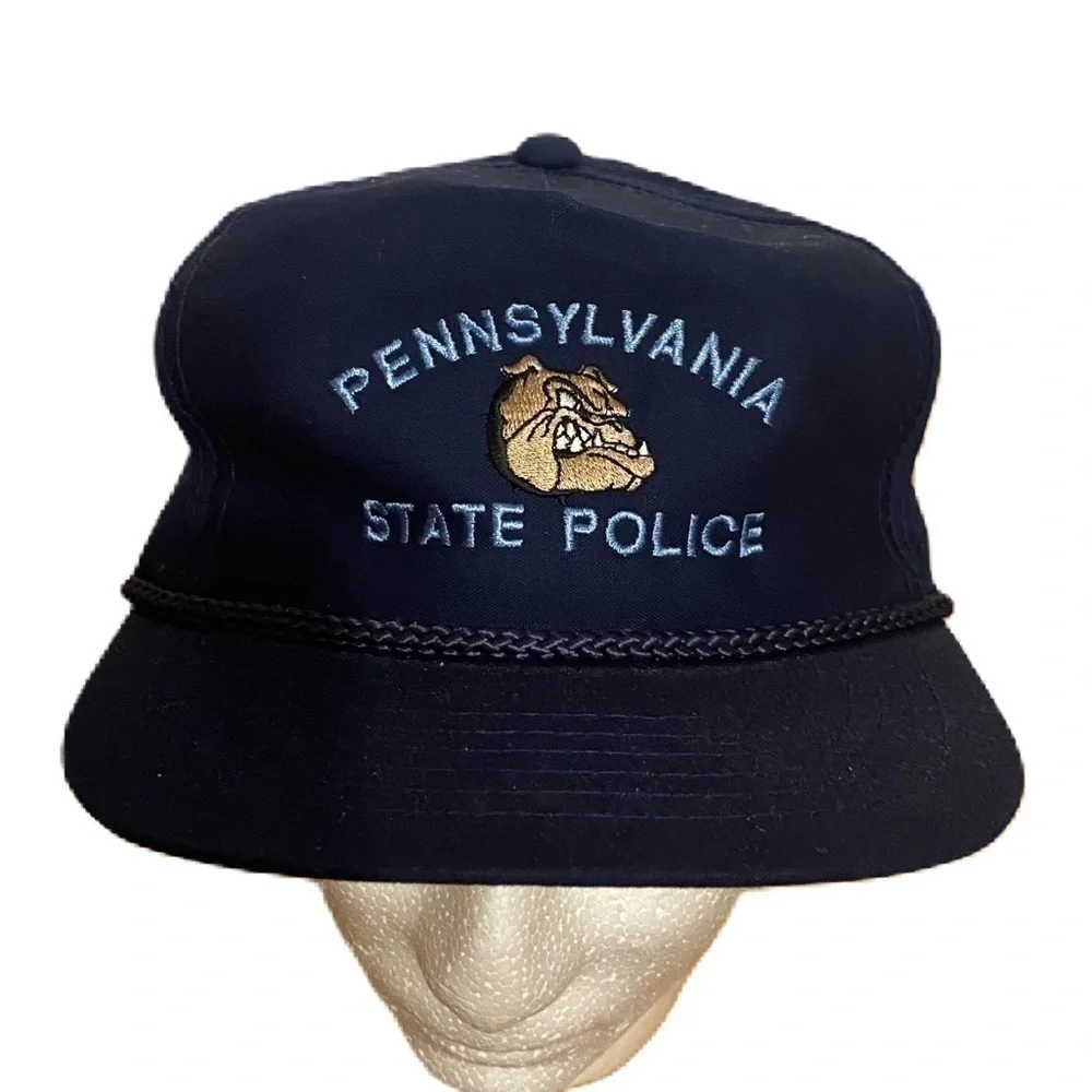 Vintage Pennsylvania Stare Police Bulldog Dog Hat Rope Snap Back Navy Blue